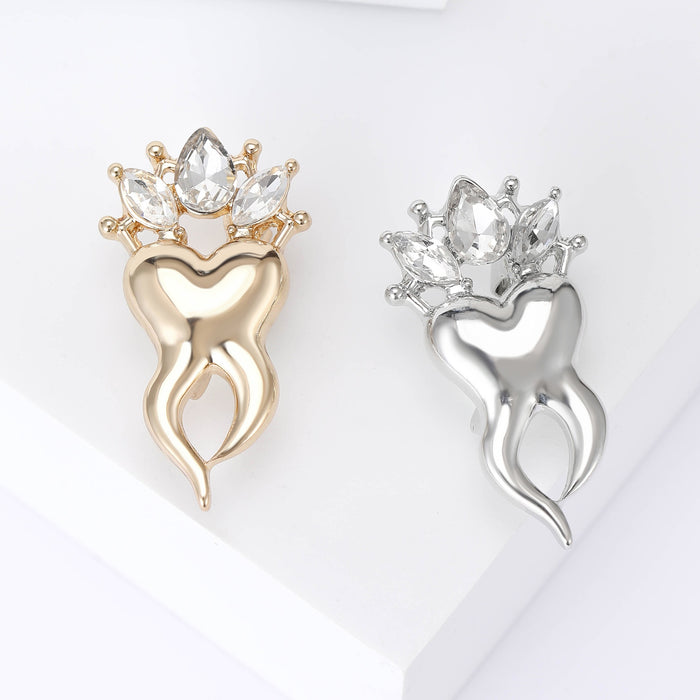 Alloy Rhinestone Crown Tooth Brooch Creative Clothing Lapel Pin