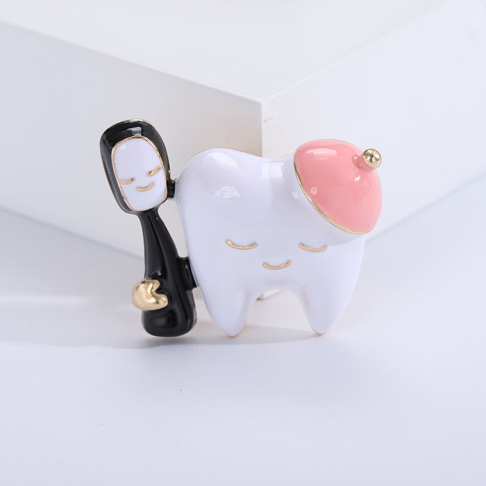 Alloy Enamel Tooth Brooch Pin For Cute Womens Suit Accessories