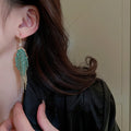 Metal Geometric Colorful Rhinestone Long Chain Tassel Drop Earrings, Light Luxury Statement Jewelry view 4