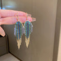 Metal Geometric Colorful Rhinestone Long Chain Tassel Drop Earrings, Light Luxury Statement Jewelry view 1