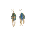 Metal Geometric Colorful Rhinestone Long Chain Tassel Drop Earrings, Light Luxury Statement Jewelry view 5