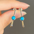 Vintage Ethnic Style Faux Turquoise Geometric Stud Earrings, Simple Ear Cuff Jewelry view 2