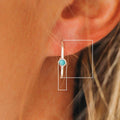 Vintage Ethnic Style Faux Turquoise Geometric Stud Earrings, Simple Ear Cuff Jewelry view 5