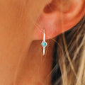 Vintage Ethnic Style Faux Turquoise Geometric Stud Earrings, Simple Ear Cuff Jewelry view 4