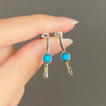 Vintage Ethnic Style Faux Turquoise Geometric Stud Earrings, Simple Ear Cuff Jewelry view 3