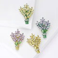 Enamel Alloy Wheat Plant Brooch With Crystal Suit Accessory view 1