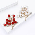Alloy Rhinestone Pearl Tree Brooch For Elegant Women's Apparel view 2