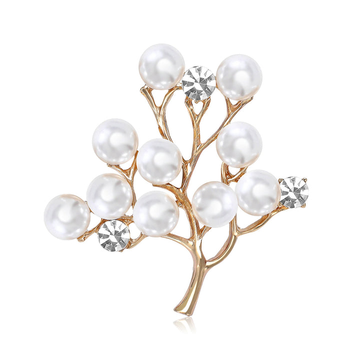 Alloy Rhinestone Pearl Tree Brooch For Elegant Women's Apparel