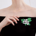 Alloy Enamel Pearl Plant Brooch Pin For Versatile Apparel view 2