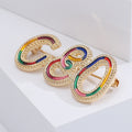 Enamel Painted Alloy Letter Brooch Pin For Fashion Suit Accessories view 4