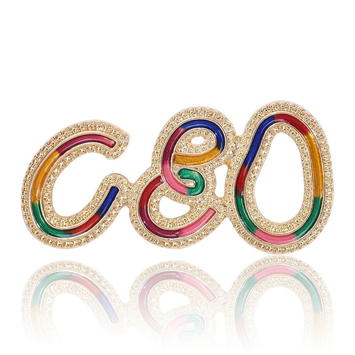 Enamel Painted Alloy Letter Brooch Pin For Fashion Suit Accessories
