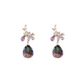 New Chinese Style Crystal Flower Branch Drop Earrings With Silver Needle Elegant Rhinestone Ear Jewelry view 5