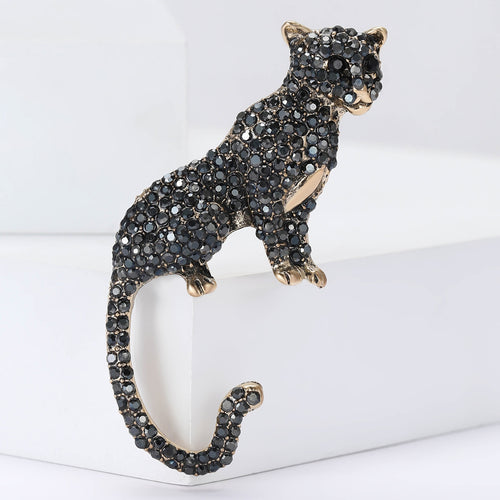 Alloy Rhinestone Leopard Brooch Pin For Men's Coats And Cardigans