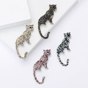Alloy Rhinestone Leopard Brooch Pin For Men's Coats And Cardigans