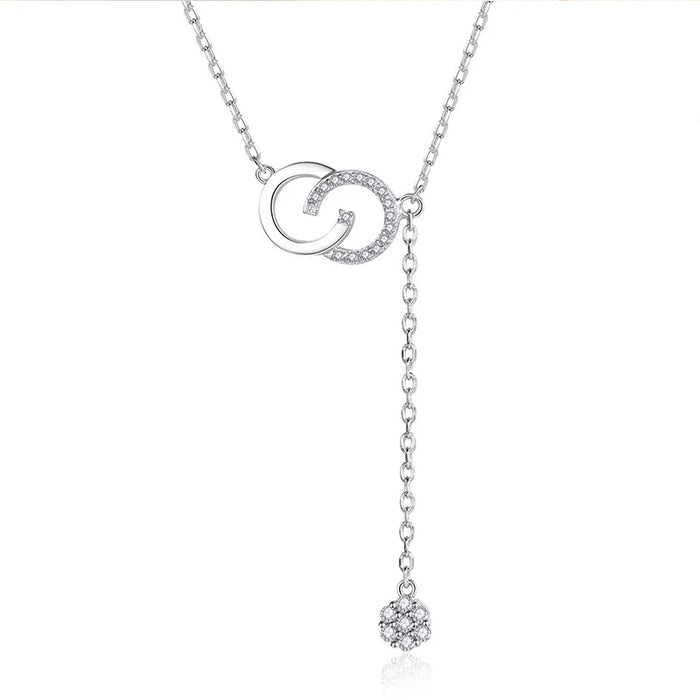 Minimalist Double C Pendant Necklace For Women, Trendy Style Collarbone Choker Chain
