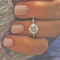 Fashion Cluster Four Prong Zircon Engagement Ring, Copper Platinum Color Wedding Bridal Ring view 2