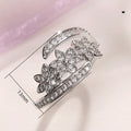 Adjustable Copper Inlaid Zircon Flower Index Finger Ring For Women, Jewelry view 5