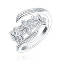Adjustable Copper Inlaid Zircon Flower Index Finger Ring For Women, Jewelry view 2