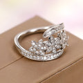 Adjustable Copper Inlaid Zircon Flower Index Finger Ring For Women, Jewelry view 4
