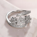 Adjustable Copper Inlaid Zircon Flower Index Finger Ring For Women, Jewelry view 3