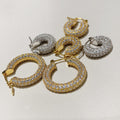 Copper U Shape Hoop Earrings With Full Pave Zircon, Vintage Diamond Pattern Ear Cuff view 1