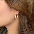 Copper U Shape Hoop Earrings With Full Pave Zircon, Vintage Diamond Pattern Ear Cuff view 4