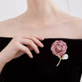 Alloy Pearl Rhinestone Fabric Flower Brooch Pin For Wedding Dresses view 2