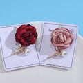 Alloy Pearl Rhinestone Fabric Flower Brooch Pin For Wedding Dresses view 3