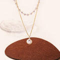 Korean Trendy Double Layer Chain Pearl Spliced Pendant Necklace Elegant Light Luxury Jewelry For Women view 2