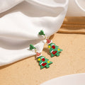Christmas Tree Santa Hat Enamel Alloy Heart Stud Drop Holiday Cartoon Colorful Women Earrings view 4