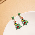 Christmas Tree Santa Hat Enamel Alloy Heart Stud Drop Holiday Cartoon Colorful Women Earrings view 3
