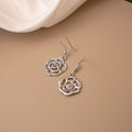 Vintage French Romantic Hollow Rose Flower Alloy Hook Drop Jewelry Elegant Women's Fashion Earrings view 4