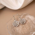 Vintage French Romantic Hollow Rose Flower Alloy Hook Drop Jewelry Elegant Women's Fashion Earrings view 2