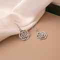 Vintage French Romantic Hollow Rose Flower Alloy Hook Drop Jewelry Elegant Women's Fashion Earrings view 3