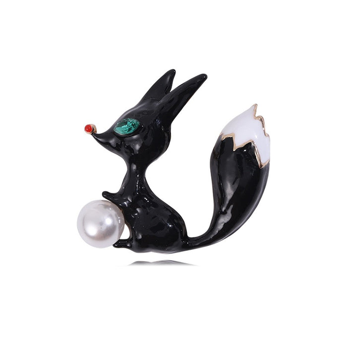Alloy Enamel Fox Brooch Pin For Animal Fashion Apparel Decoration