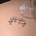 Vintage Rhinestone Cross Safety Pin Drop Stud Earrings For Women Creative Luxury Alloy Pendant Earrings view 2