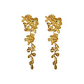Metal Flower Leaf Tassel Drop Earrings For Women, Bold European American Statement Style view 5