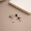 Vintage Dark Gothic Cross Drop Studs With Black Crystal Rhinestone Silver Alloy Luxury Women's Earrings view 4
