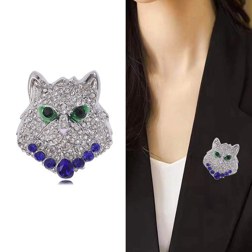 Alloy Rhinestone Leopard Head Brooch Pin Pendant For Clothing