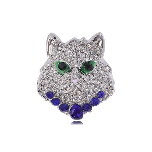 Alloy Rhinestone Leopard Head Brooch Pin Pendant For Clothing