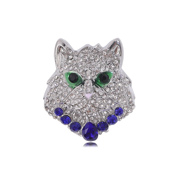 Alloy Rhinestone Leopard Head Brooch Pin Pendant For Clothing