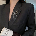 Korean Metal Rhinestone Pleated Butterfly Brooch, Sweet Cool Fashion Suit Pin Accessory view 4
