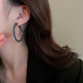 Metal Rhinestone Twisted Wrap Geometric Hoop Earrings For Women European Statement Jewelry view 3