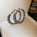 Metal Rhinestone Twisted Wrap Geometric Hoop Earrings For Women European Statement Jewelry view 4