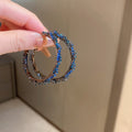 Metal Rhinestone Twisted Wrap Geometric Hoop Earrings For Women European Statement Jewelry view 2