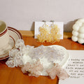 Elegant Korean Handmade Organza Daffodil Flower Studs With Pearl Beads And Alloy Silver Needle Earrings view 1