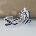 Sapphire Blue Zircon Ear Cuff Earrings Korean Cross Hip Hop Style Fashion Jewelry view 3