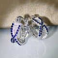 Sapphire Blue Zircon Ear Cuff Earrings Korean Cross Hip Hop Style Fashion Jewelry view 2