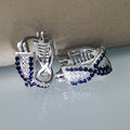 Sapphire Blue Zircon Ear Cuff Earrings Korean Cross Hip Hop Style Fashion Jewelry view 4