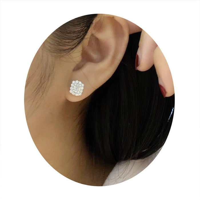 Luxury Full Paved Zircon Stud Earrings For Women, Fine Workmanship Light Luxury Niche Ear Jewelry